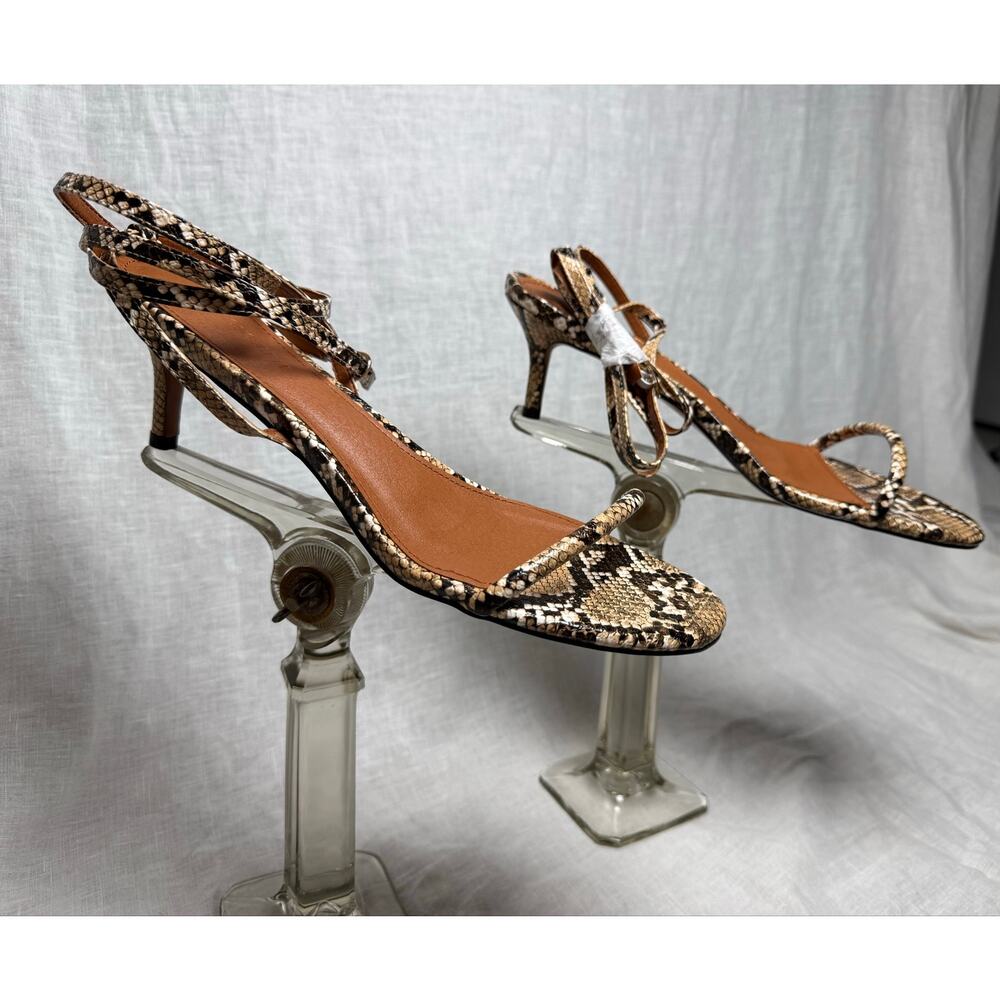 Cult of Coquette Tonia Tan Snake Kitten Heel Sandal 60mm Vegan Leather
Size 12